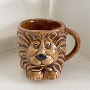 Vintage Lion Mug Cup Ceramic Coffee Tea Brown‎